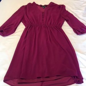 Fuschia 3/4 sleeve chiffon dress
